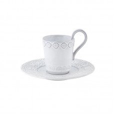 CUP WITH SAUCER, WHITE ANTIQUE